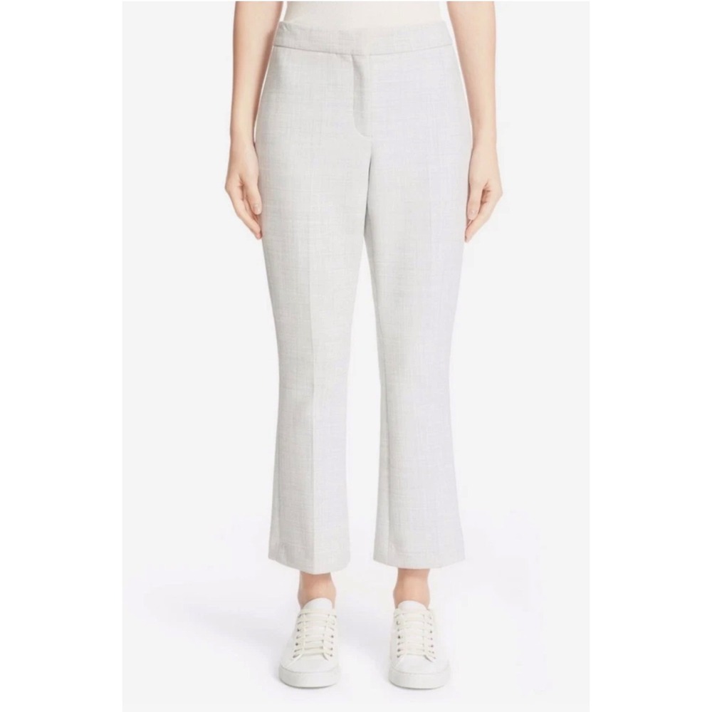 Theory Womens Erstina‎ Pioneer Grey Melange Cropped Flare Dress Pants Size 8